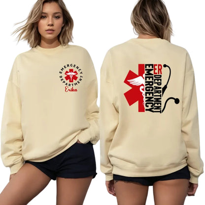 Custom Emergency Department Sweatshirt, Custom ER Nurse Sweatshirt 2D0408