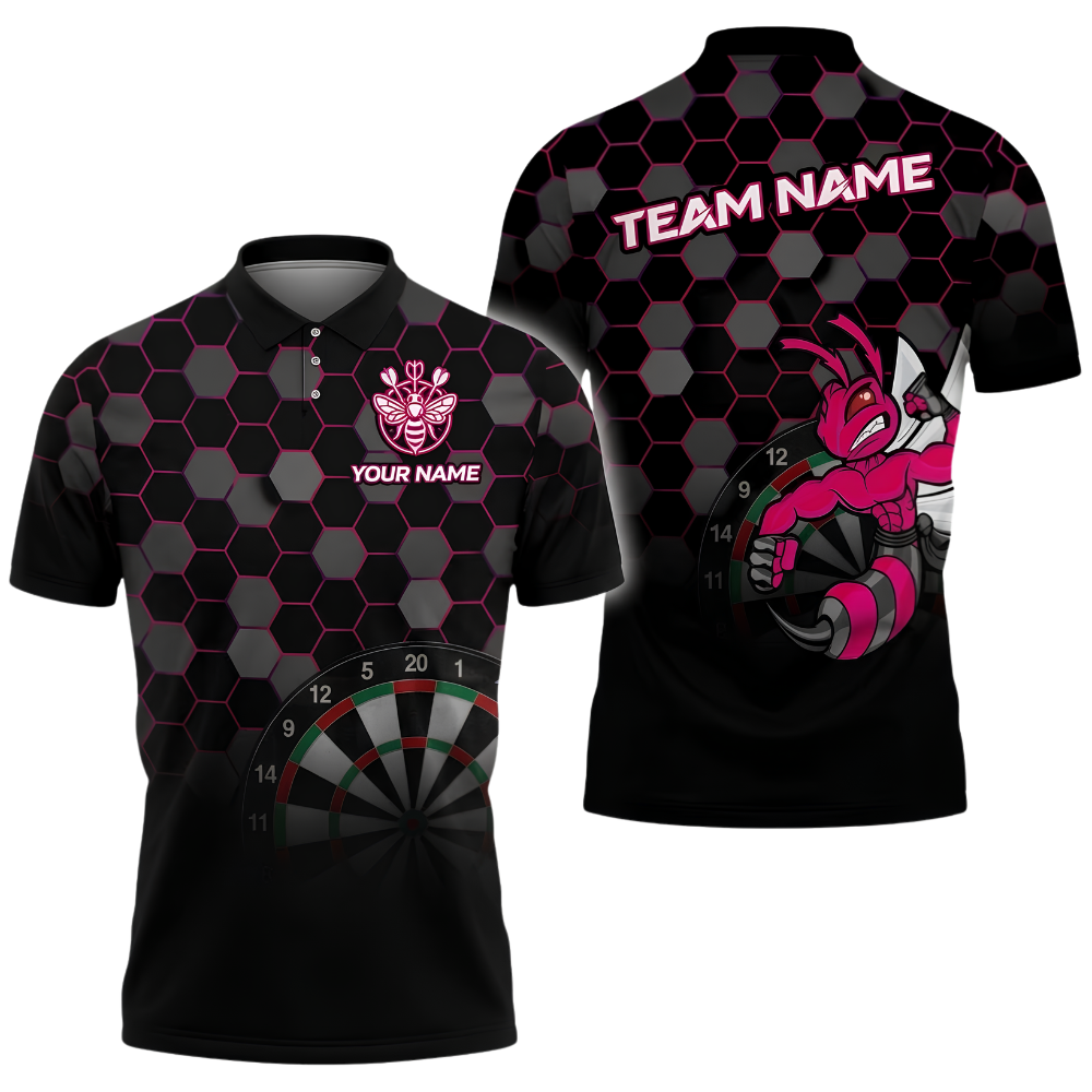Custom Bee Honeycomb Darts Polo Shirt For Men, Custom Bee Dart Team Shirt DZ0173