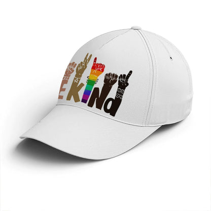LGBT Pride Baseball Cap, Hands Be Kind White Baseball Cap, Lesbian Cap CO0205
