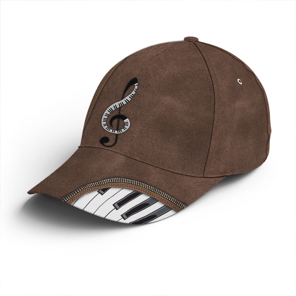 Piano Treble Clef Classic Leather Baseball Cap Lasfour CO0890