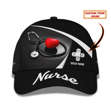Nurse Heart 3D Classic Cap Nurselife Custom Name Baseball Cap CA0324