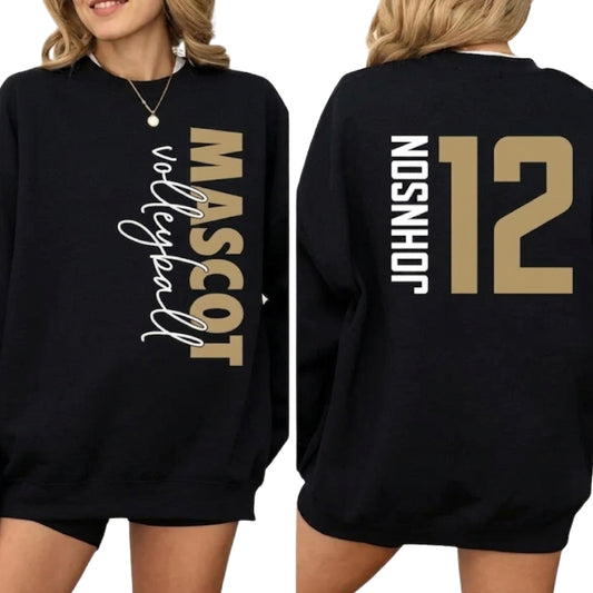 Custom Mascot Volleyball Sweatshirt For Women, Personalized Volleyball Sweatshirt With Number 2D0972