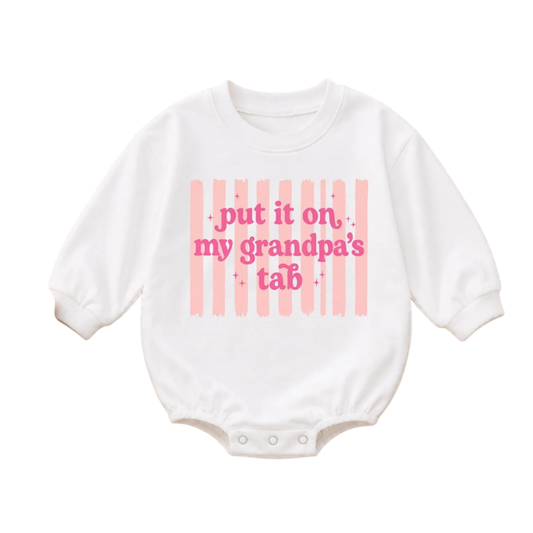 Put In On My Grandpa's Tab Baby Romper Sweatshirt, Funny Granddaughter Romper Sweatshirt Baby BB0865