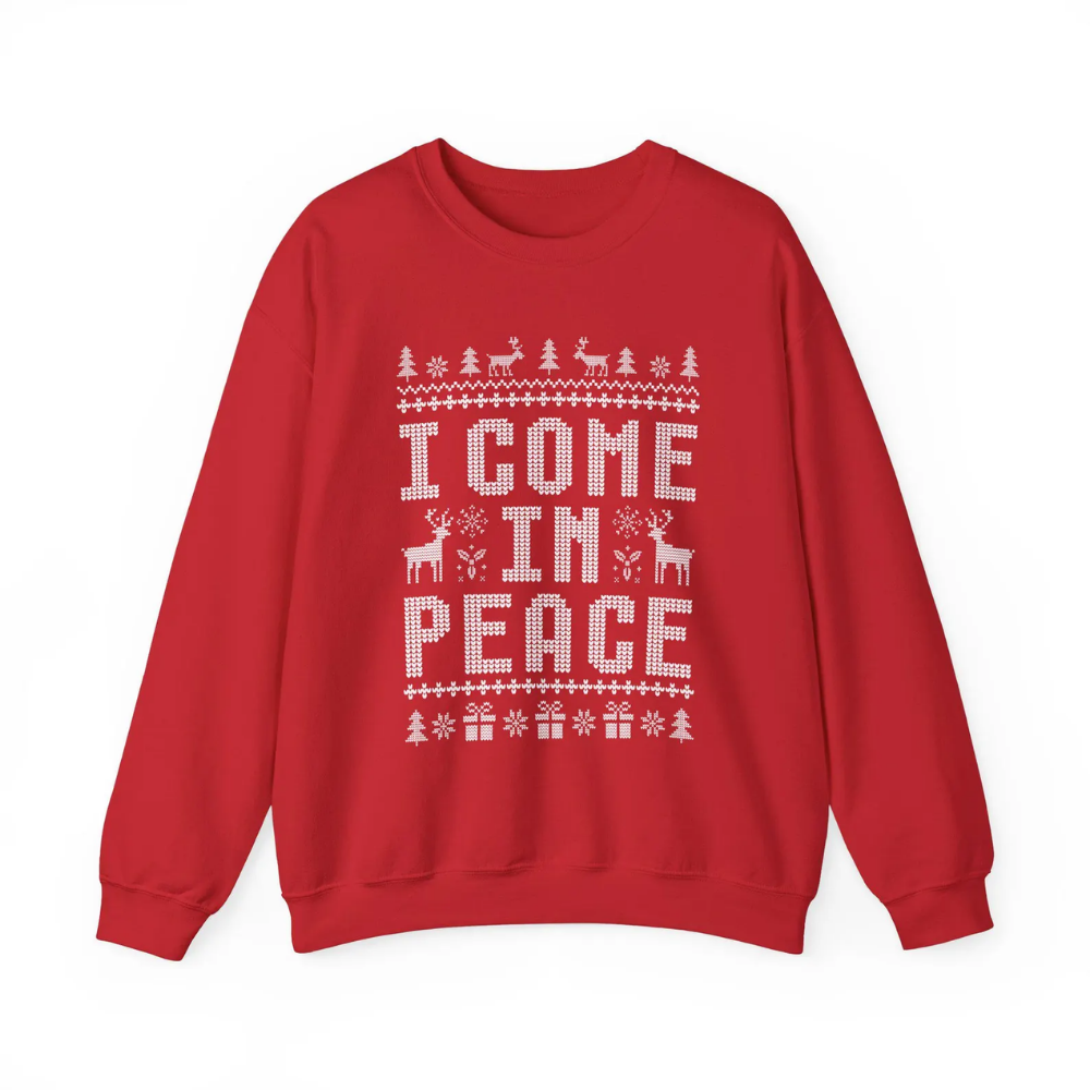 Matching I Come In Peace Couple Ugly Christmas Sweatshirts, Funny Christmas Sweatshirt For His And Her ET1349