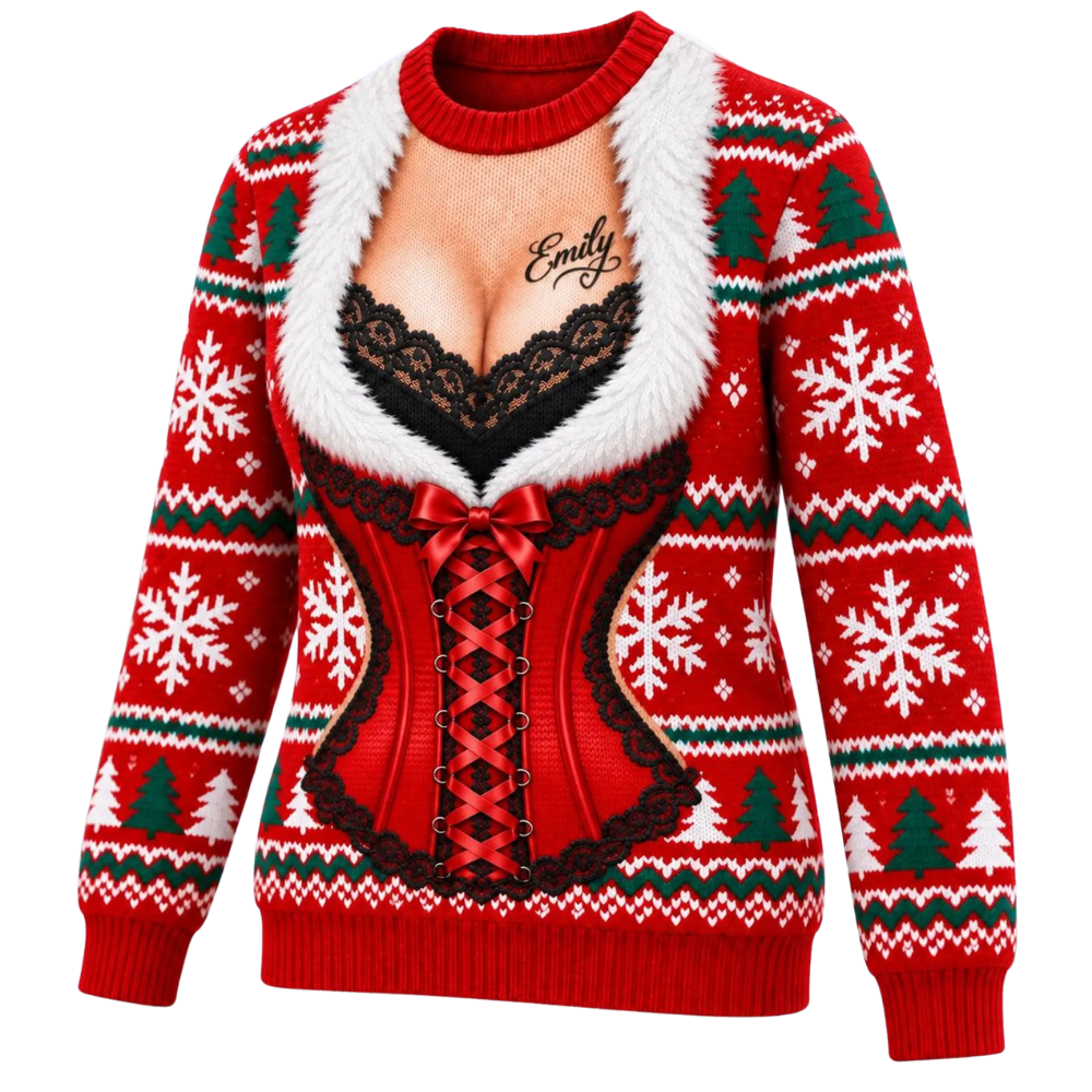 Custom Name Corset Ugly Christmas Sweatshirt For Men Women, Custom Funny Christmas Sweatshirt 2D1220