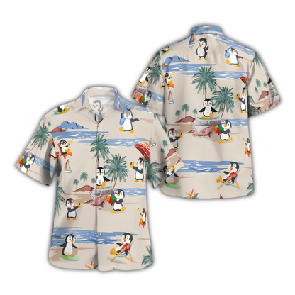 Penguin Tropical Hawaiian Shirt For Men Women, Penguin Beach Hawaiian Shirt HE0933