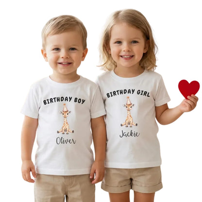 Giraffe Birthday Boy Custom Matching Birthday Family T Shirts, Custom Birthday Giraffe Matching Shirts For Family ET0666