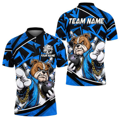 Custom Bulldog Bowling Polo Shirt For Men, Custom BullDog Team Bowling Shirt BE0217