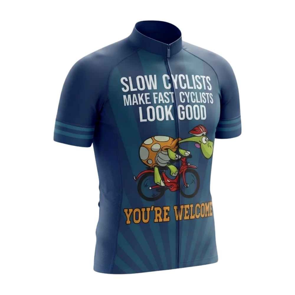 Slow Cyclists Make Fast Cyclists Look Good Cycling Short Sleeve Jersey For Men, Funny Turtle Cycling Jersey CG0859