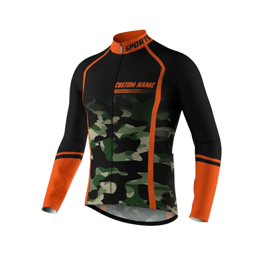 Custom Camo Cycling Long Sleeve Jersey For Men, Men's Custom Camouflage Cycling Jerseys CZ0047
