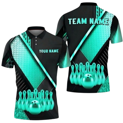 Custom Team Black And Gold Bowling Polo Shirt Men, Custom Bowling Shirts BZ0749