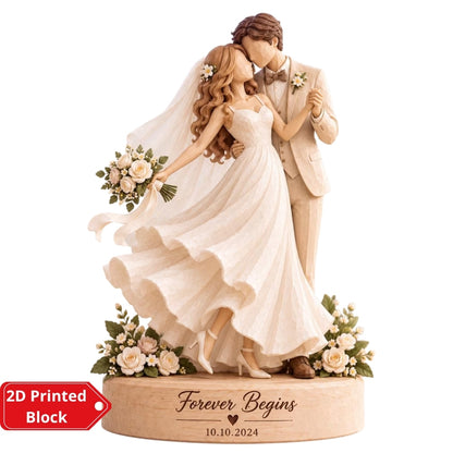 Custom Wedding Couple Layer Wooden Plaque, Personalized Couple Wedding Keepsake Wooden Block WD0933