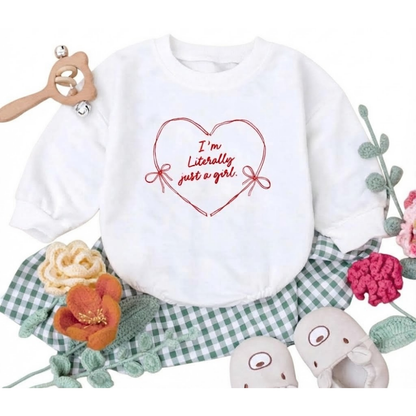 I'm Literally Just a Girl Baby Romper Sweatshirt, Funny Baby Girl Romper Sweatshirt BB0089