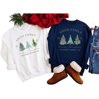 Christmas Tree Custom Family Xmas Matching Sweatshirt, Custom Christmas Family Sweaters ET1551