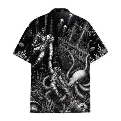 Diver Octopus Black Hawaiian Shirt Men Women, Diver Hawaiian Shirt HE0537