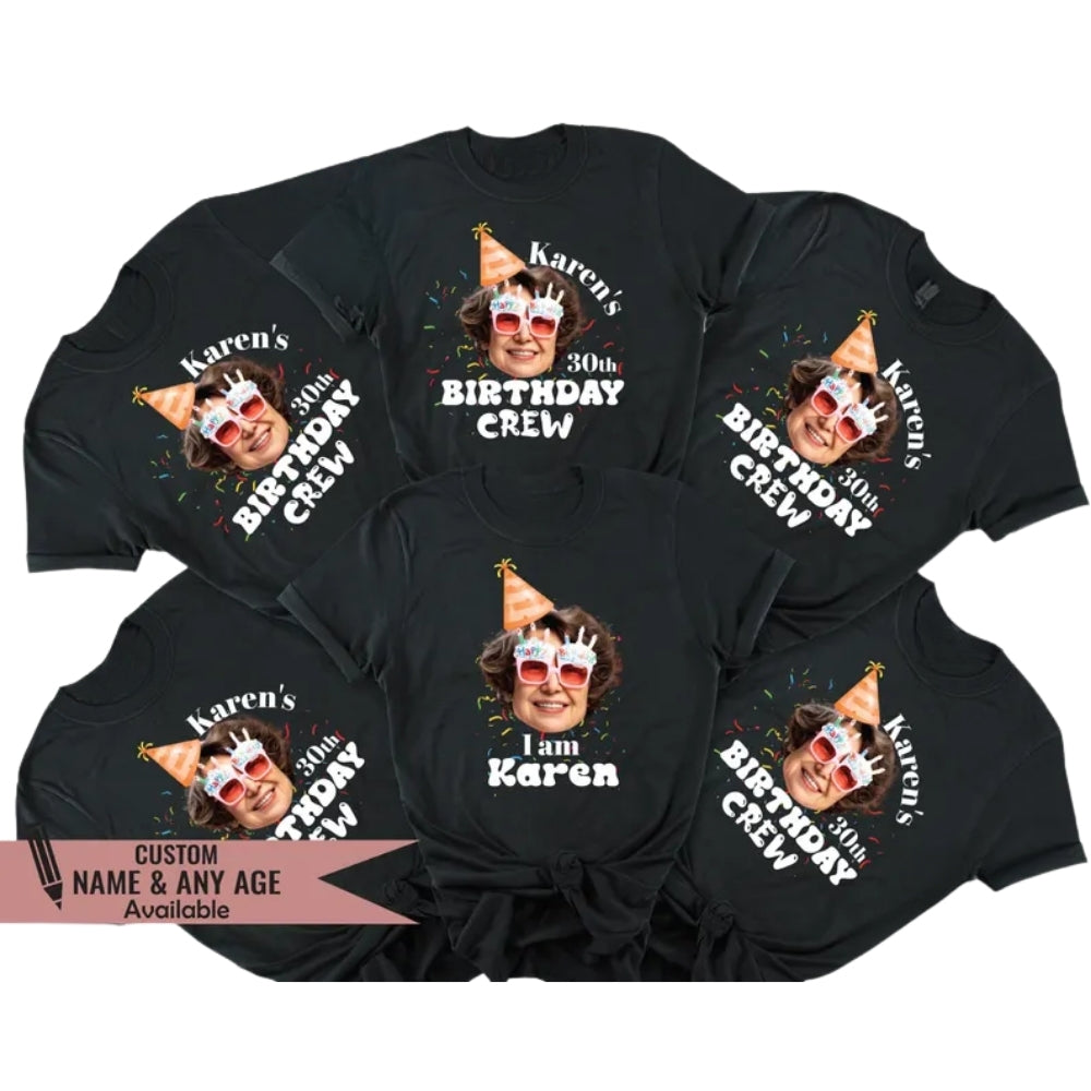 30th Birthday Custom Face Matching Birthday Squad t Shirt, Personalized Photo Birthday Matching Shirts ET0854