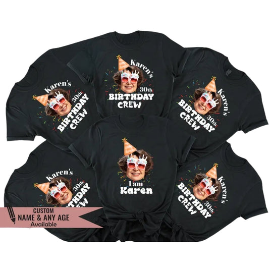 30th Birthday Custom Face Matching Birthday Squad t Shirt, Personalized Photo Birthday Matching Shirts ET0854