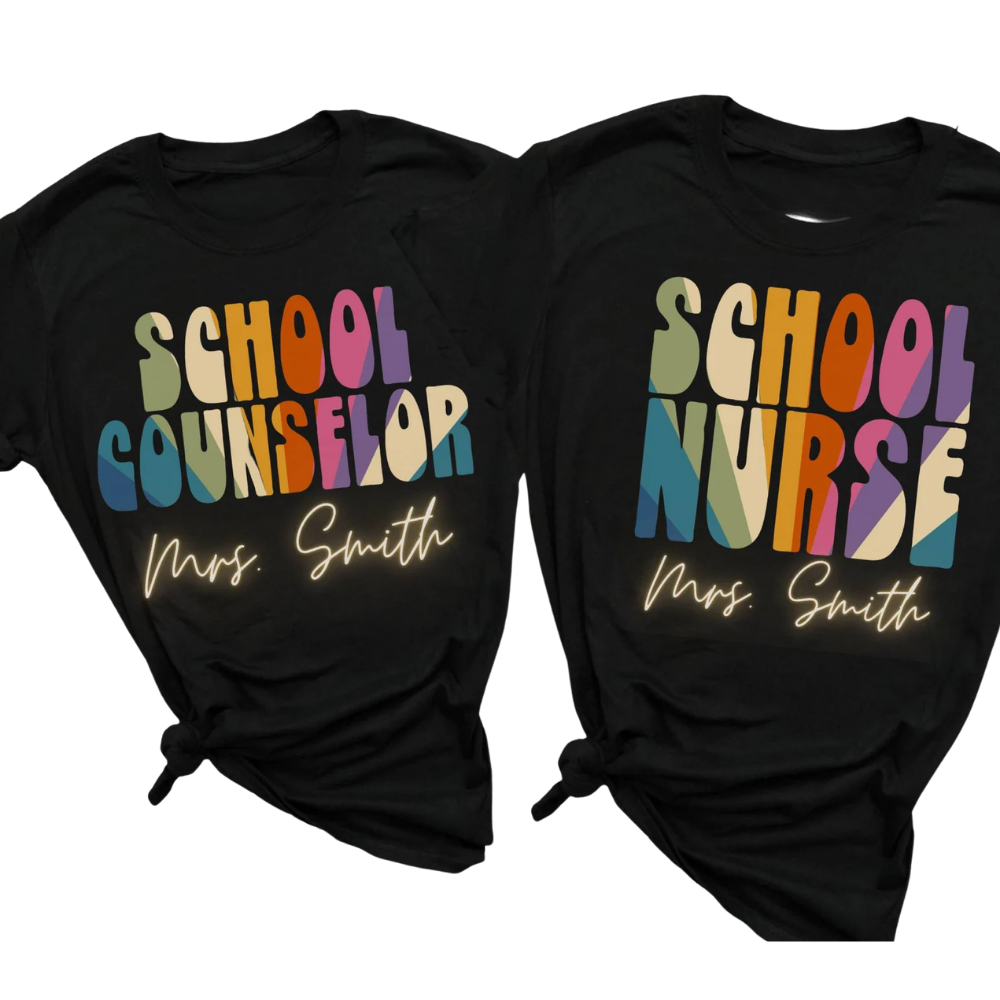 School Counselor Principal School Nurse Custom Name Matching T Shirt, Personalized School Staff Matching Shirts ET1044