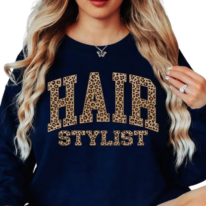 Hair Stylist Leopard Sweatshirt, Hair Stylist Sweater 2D0781