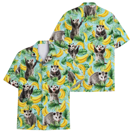 Opossum And Banana Tropical Hawaiian Shirt Men Women, Opossum Hawaiian Shirts HE0274