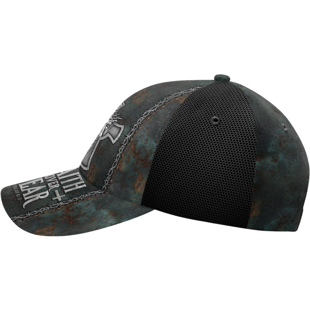 Faith Of Fear Custom Jesus Cross Baseball Cap With Name, Custom Jesus Christian Hat 3D Printed CP0586
