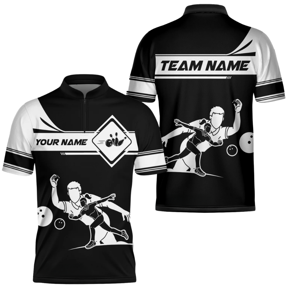 Custom Blue And White Bowling Team Jersey For Men, Custom Bowling Shirt BZ0637