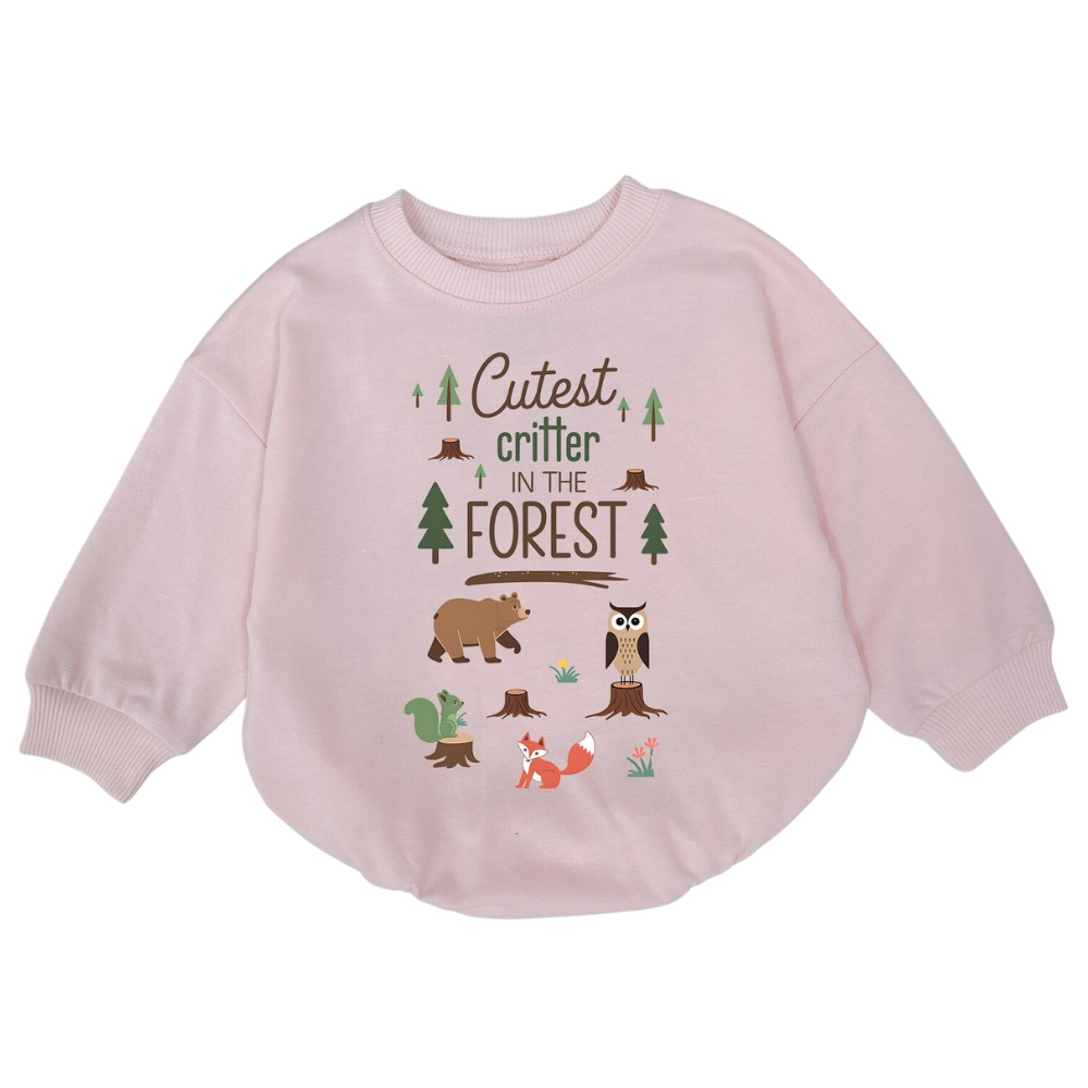 Wild Animal Cutest Critter In The Forest Baby Romper Sweatshirt, Animal Lover Romper Sweatshirt Baby BB0534