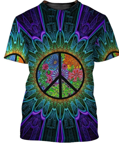 Hippie Sunflower Guitar 3D Tshirt, Hippie Shirts, Gift For Hippie, Hippie Gift, Hippie Old Woman Never Die TO0696