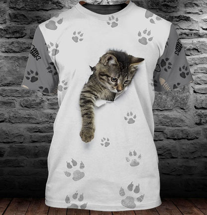 3D Full Printed Cat On Tshirt, Cat Shirt, Shirt For Cat Lovers TO0687