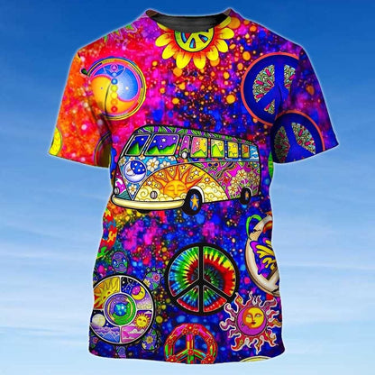 Hippie Sunflower Guitar 3D Tshirt, Hippie Shirts, Gift For Hippie, Hippie Gift, Hippie Old Woman Never Die TO0696