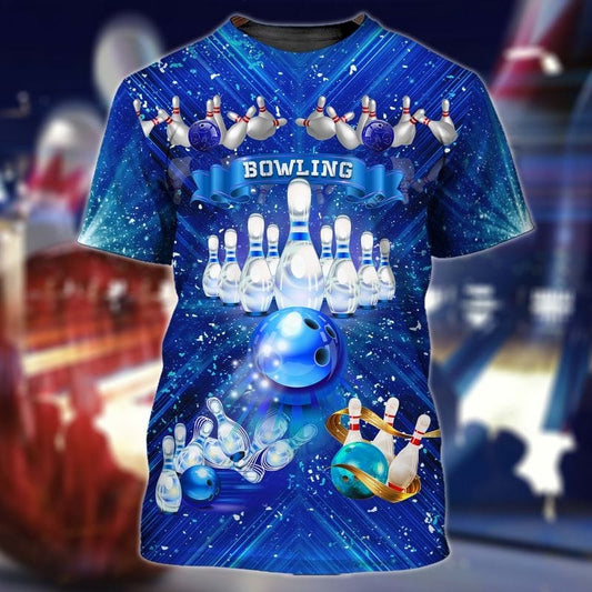 3D Full Print Boom Bowling 3D Tshirt, Blue Bowling Shirt For Bowling National Day TO1074
