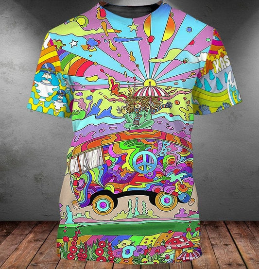 3D Full Printed Hippie Bus Hipster Shirts, Hippie Bus Tshirt, Present To Hippie, Hipster Shirts, Hipster Gift TO0699