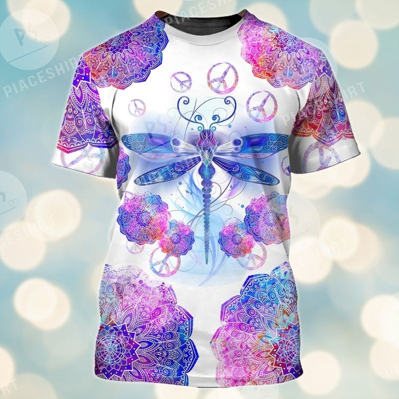 3D Full Printed Shirt Dragonfly Watercolor Painting On Shirt, Dragonfly Hippie Tshirt, Hippie Dragonfly 3D Tshirt TO0691