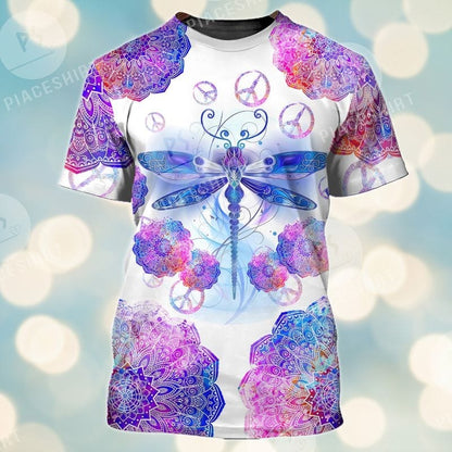 3D Full Printed Shirt Dragonfly Watercolor Painting On Shirt, Dragonfly Hippie Tshirt, Hippie Dragonfly 3D Tshirt TO0691
