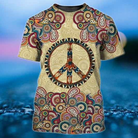 Peace Hippie 3D T Shirt, Vintage Hippie Peace 3D Full Printed Shirts, Hipster Shirts, Cool Hippie Gift TO0701