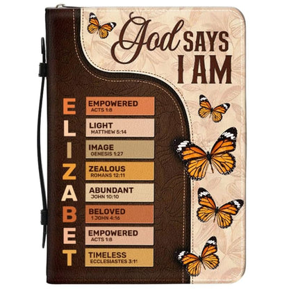 God Says I Am Personalized Bible Cover, Personalized Christian Art Gifts Bible Cover For Women TD0012