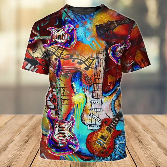 3D All Over Printed Colorfull Guitar Shirt, Gift For Guitarist Friend, To My Husband Guitarist Shirt TO0806