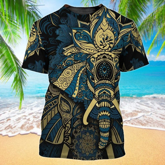 Cool Mandala Elephant T Shirt, 3D Full Printed Hippie Shirt Mandala Pattern TO1008