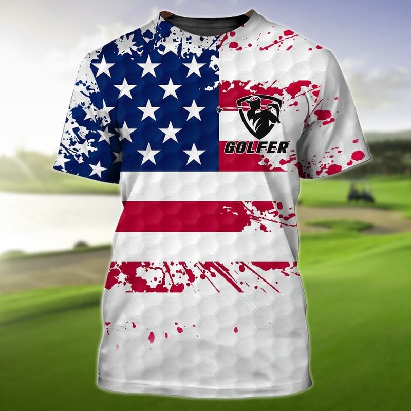 3D All Over Printed Golfer T Shirt In American Flag Pattern, Golfer Shirt, Golf Shirts women TO0954