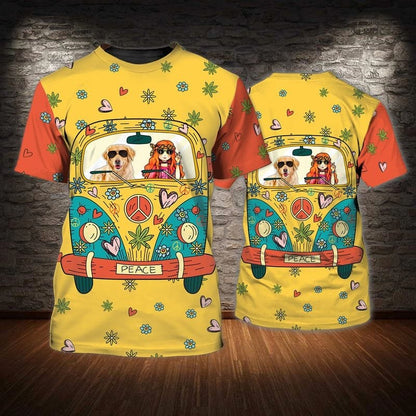 3D All Over Printed Hipster Tshirt For Men And Women, I Am Hippie 3D Shirts, Hippie Bus Tshirt, Hipster Present TO0702
