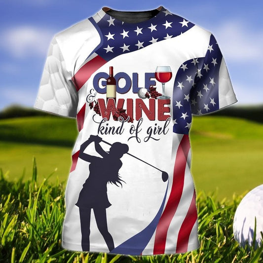 3D All Over Printed Golf And Wine T Shirt, Women Golf Shirt, Golf Shirt For Her TO0952