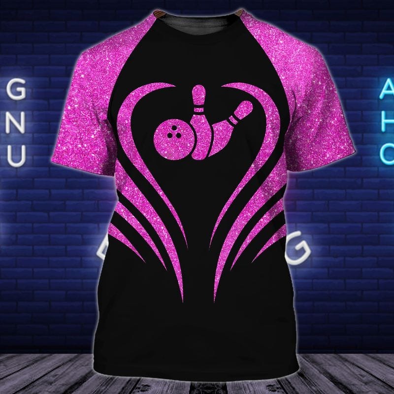 Black And Pink Women Bowling Shirt, 3D Bowling Shirts For Women TO1066
