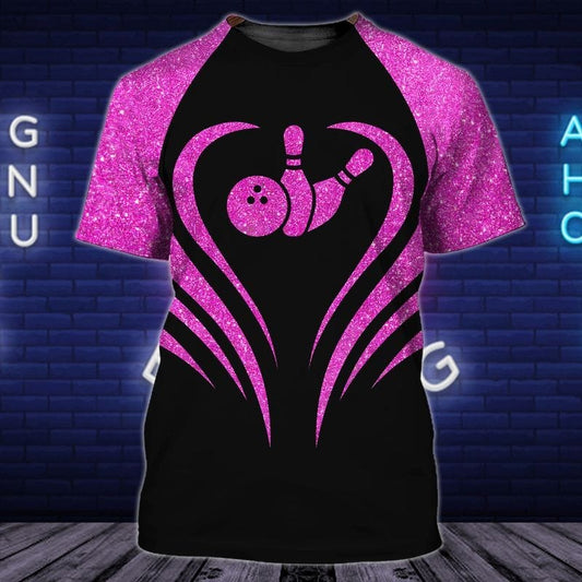Black And Pink Women Bowling Shirt, 3D Bowling Shirts For Women TO1066