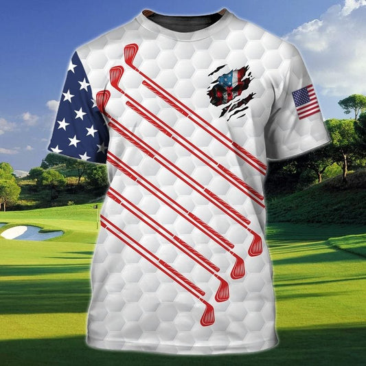 3D Full Printed Golf T Shirt In American Flag Pattern, Golf Shirt Men And Women TO0950