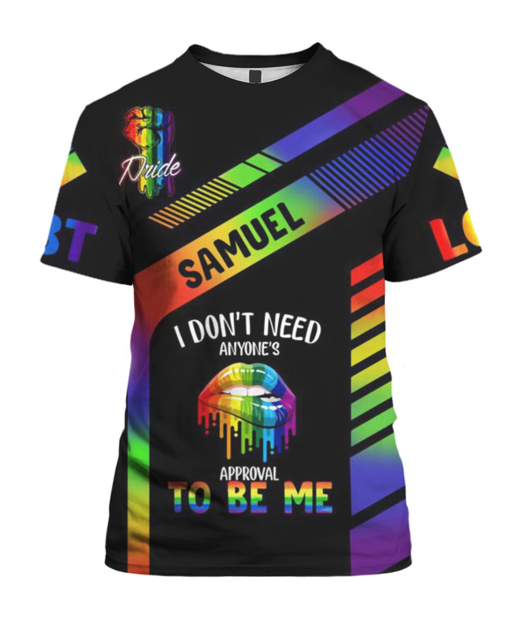 Personalized Rainbow Striped 3D Tee Shirt, Full Print Shirt For Pride, Don'T Be Afraid To Show Your True Color, Gay Gifts, Lesbian Gifts LO0944