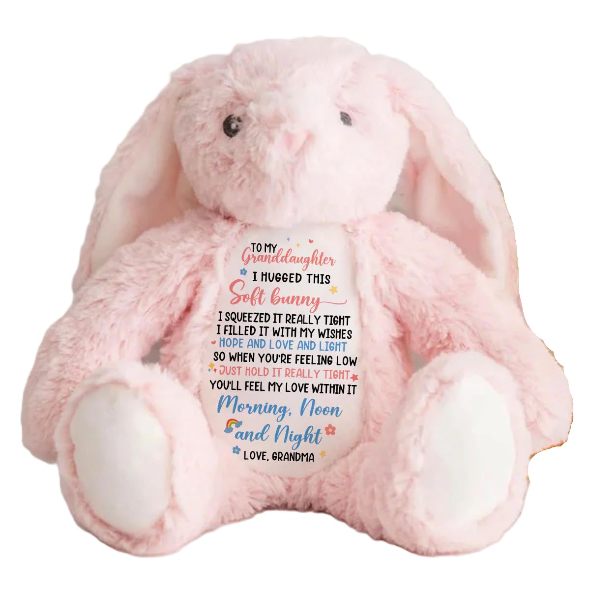 You'll Feel My Love Within It Morning Noon And Night Personalized Stuffed Bunny, Personalized To My Granddaughter I Hugged This Soft Bunny, Custom Stuffed Bunny For Kids Grandkids TD0019