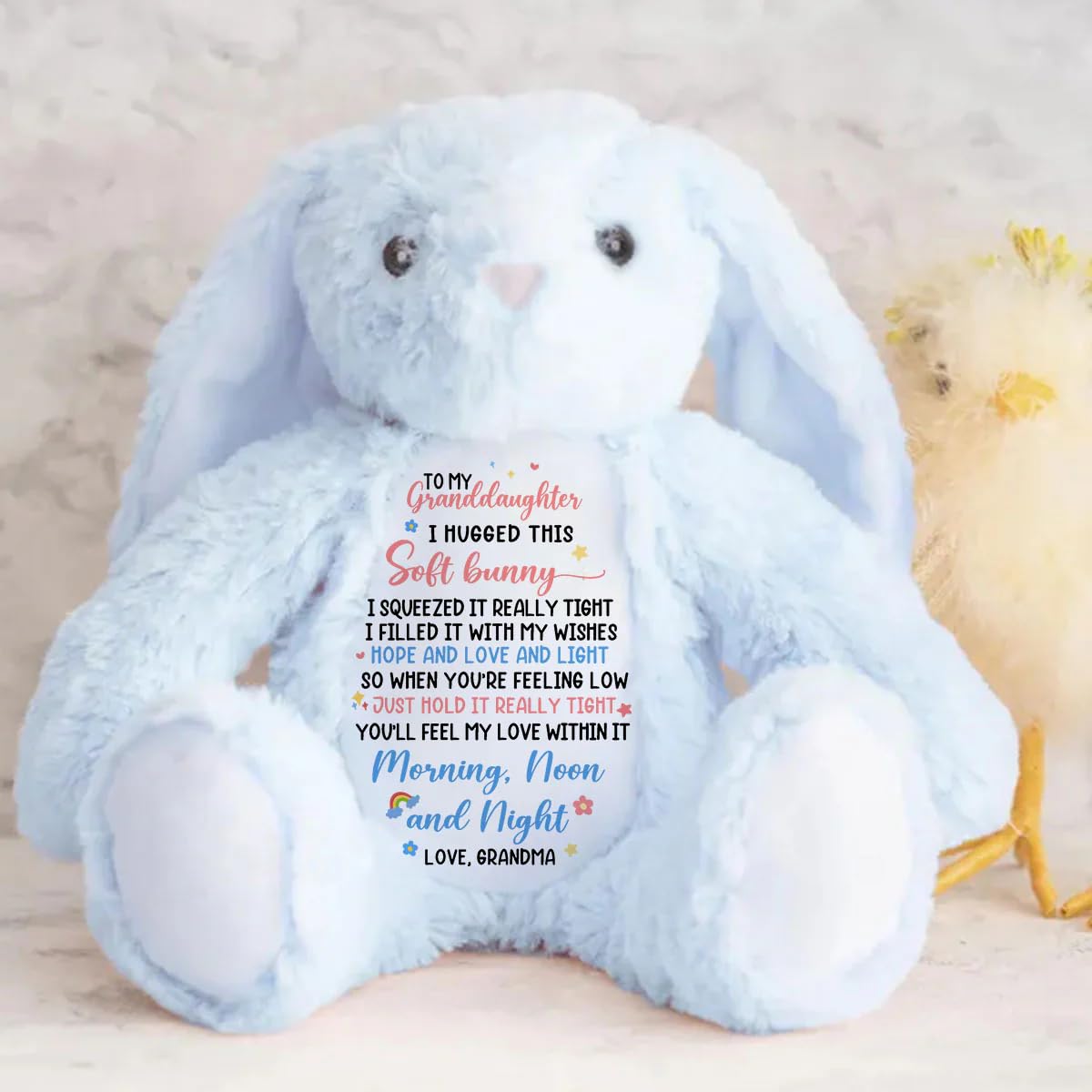 You'll Feel My Love Within It Morning Noon And Night Personalized Stuffed Bunny, Personalized To My Granddaughter I Hugged This Soft Bunny, Custom Stuffed Bunny For Kids Grandkids TD0019