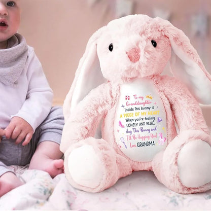 Inside This Bunny Is A Piece Of My Heart To Be Your Guardian Personalized Stuffed Bunny, Personalized Stuffed Bunny For Baby Grandkids TD0016