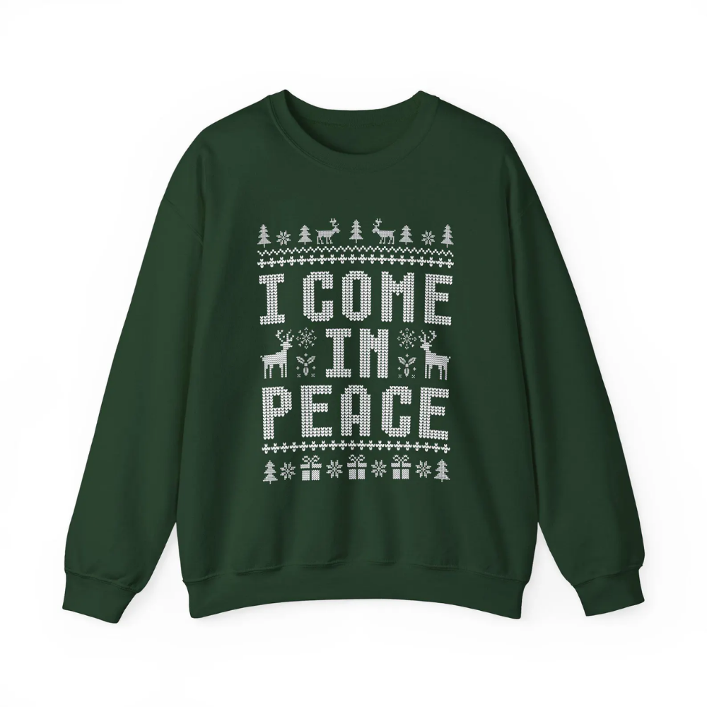 Matching I Come In Peace Couple Ugly Christmas Sweatshirts, Funny Christmas Sweatshirt For His And Her ET1349