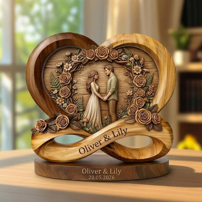 Custom Couple Infinity Heart Layer Wooden Block, Custom Anniversary Wedding Wooden Plaque WD0934